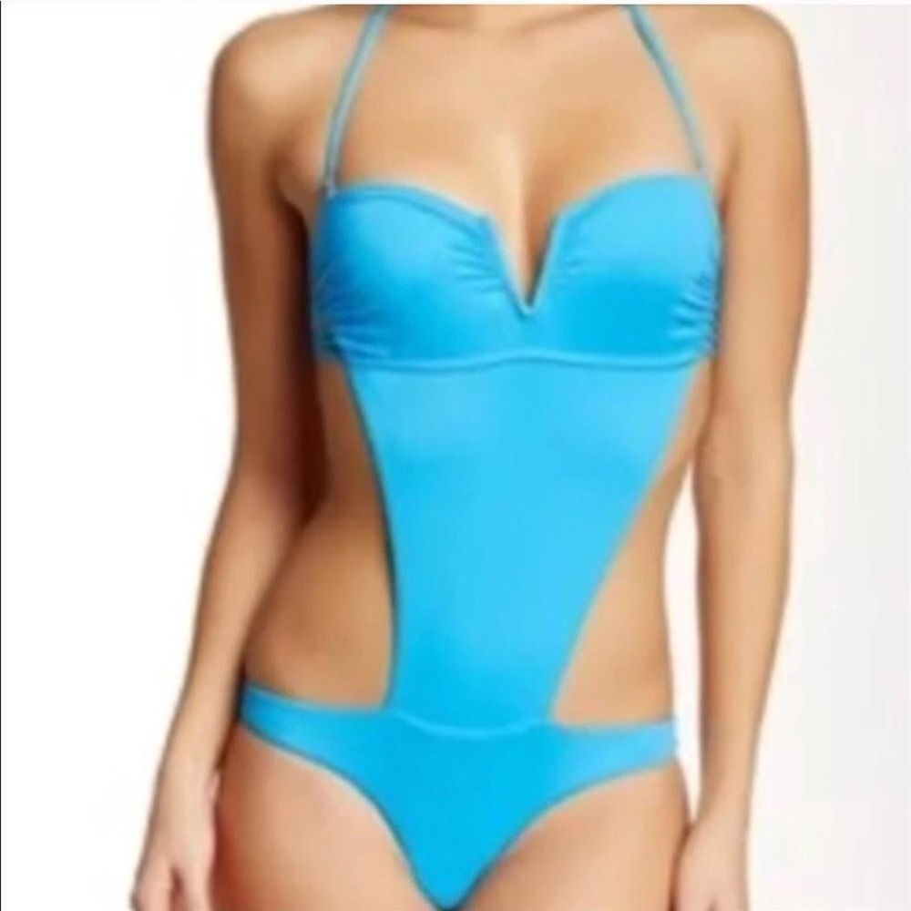 Frankie's Bikinis One Piece Blue Bathing Suit